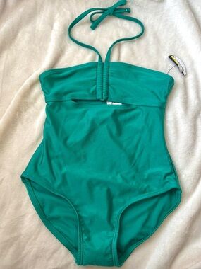 NWT Art Class Green Cutout Halter One Piece Swimsuit Girls Size S 6/7